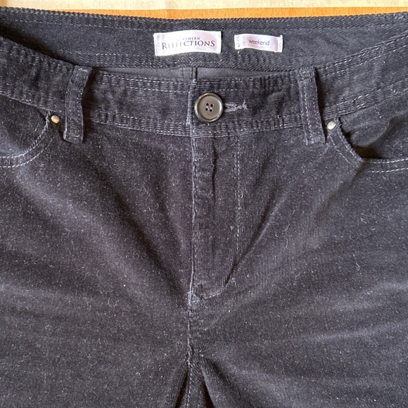 Black Corduroy Pants with Embellished Pockets - Picture 2 of 5